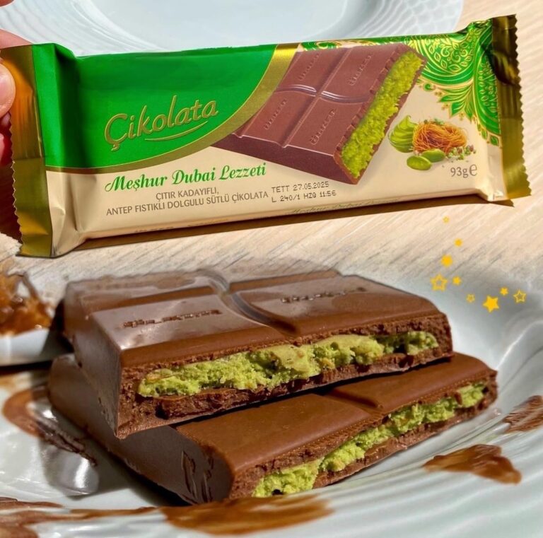 Dubai Chocolate Bar Pistachio Kataifi – Viral Dubai Chocolate with Knafeh and Pistachio Cream, 1 pack 93 gr