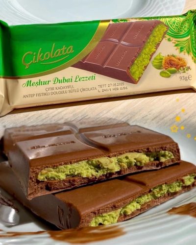Dubai Chocolate Bar Pistachio Kataifi – Viral Dubai Chocolate with Knafeh and Pistachio Cream, 1 pack 93 gr
