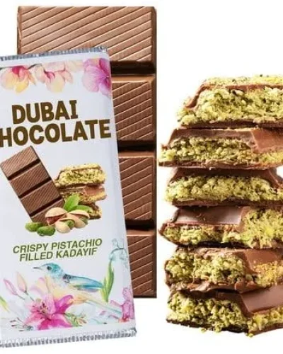 Dubai Crispy Knafeh Chocolate Pistachio Bar 7oz Famous Dubai Kunafa Pistachio Chocolate Bar